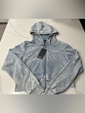 True Religion Women’s Full Zip Denim Wash Hoodie (Large) Retails For $134